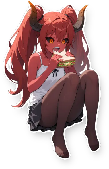 Dragon Girl Eating Sandwich