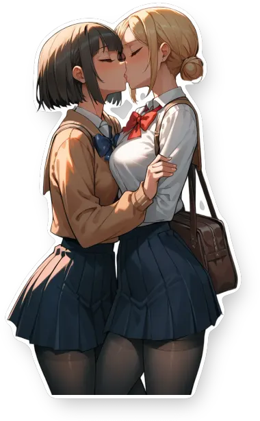 Schoolgirls Kissing Alley