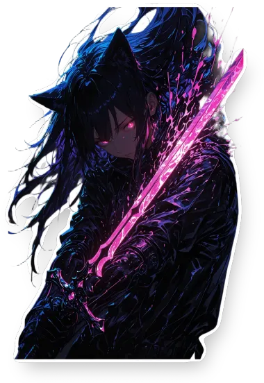 Cat Girl Sword Silhouette